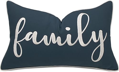 Funda de almohada decorativa con acento lumbar, bordada, familiar, 12 x 20 pulgadas, color verde azulado