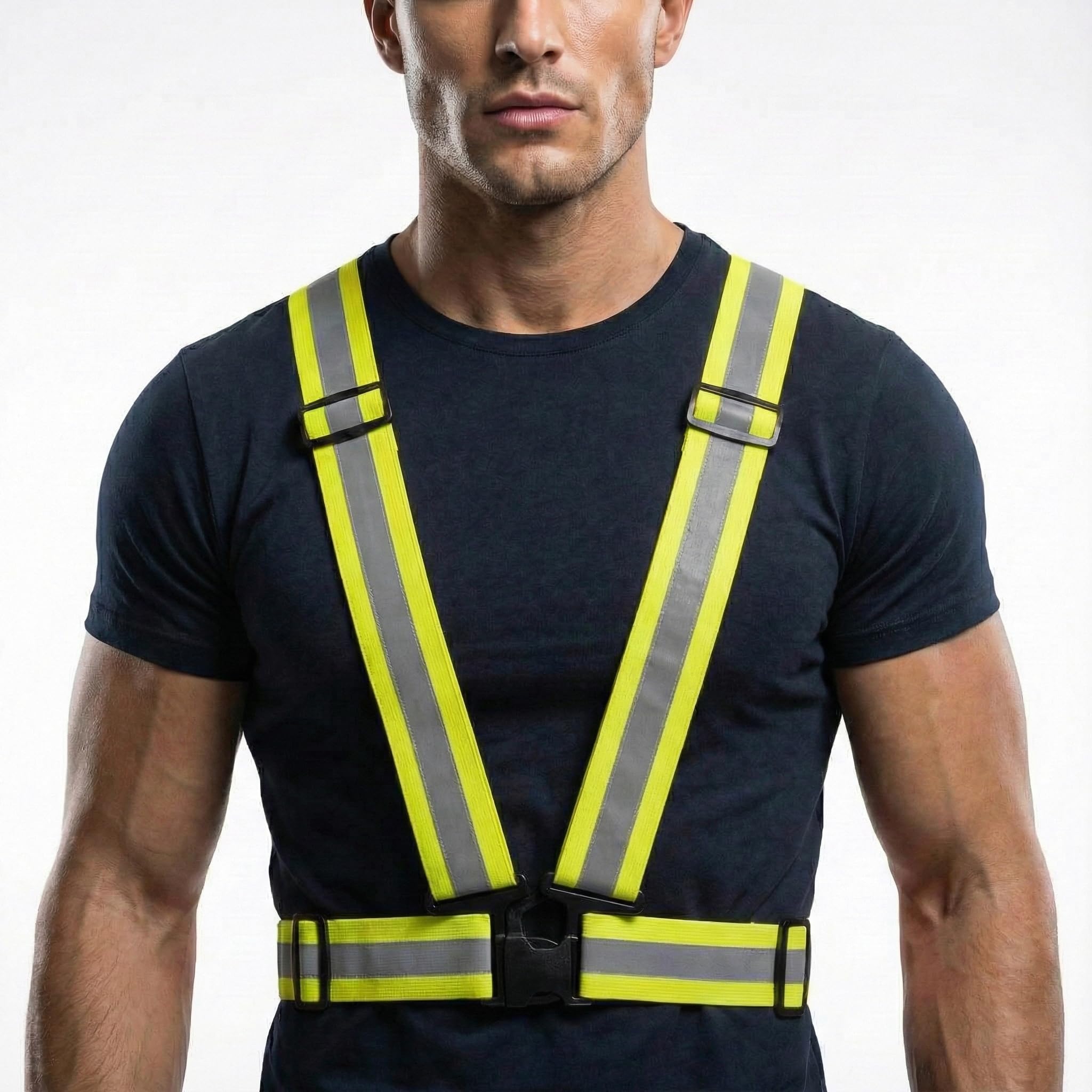 Nibiru Reflective Vest for Outdoor Sports,Night Cycling Reflector Strips Cross Belt Stripes Adjustable Vest Safety Jacket belt Safety Jacket (Green)
