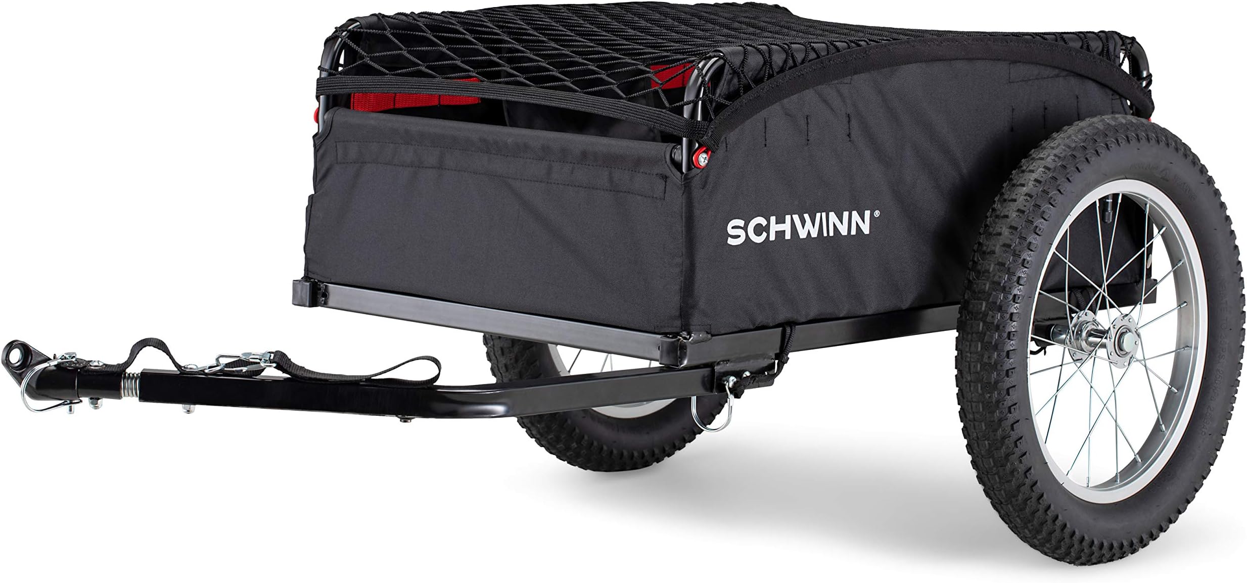 Schwinn Porter Bike Cargo Trailer, Holds up to 100 lb, Universal Coupler, Folding Frame, Quick-Release Wheels, 16-Inch Air-Filled Tires, Interior D-Rings, Schwinn Bike Trailer for Carrying Cargo