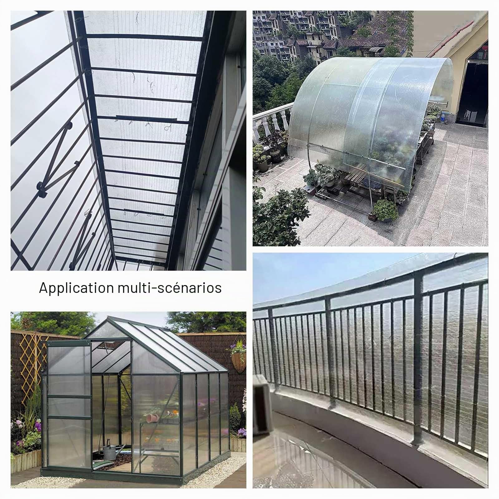 Plaques De Toiture en Polycarbonate,Feuilles De Toiture Transparents pour Serres,Panneaux De Remplacement en Plastique pour Cadres Froids,Feuilles De Fibre De Verre De 0,8mm,W×L-1×4m