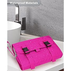 Relavel HangingTravel Toiletry Bag for Women, Large Capacity Toiletries Bag, Travel Essentials Organizer, Hanging Makeup Case for Accessories, Waterproof Bathroom Shower Bag (hot pink)