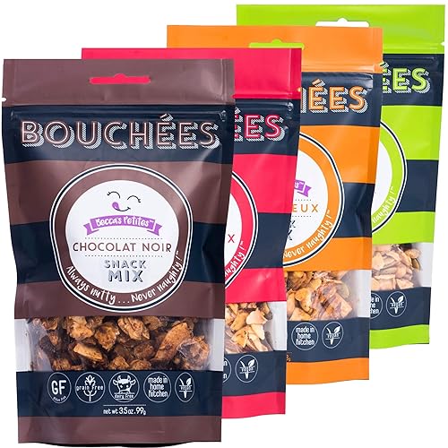 Becca's Petites Mezcla saludable para fiestas sin gluten, frutos secos mixtos, semillas, paquete variado, gran cobertura de granola o cereales sin