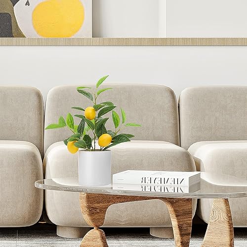 Miniatura 6 de AceList Nearly Natural - Árbol de limón artificial pequeño para decoración de limón, árbol de limón artificial de 14.6 pulgadas con maceta blanca,