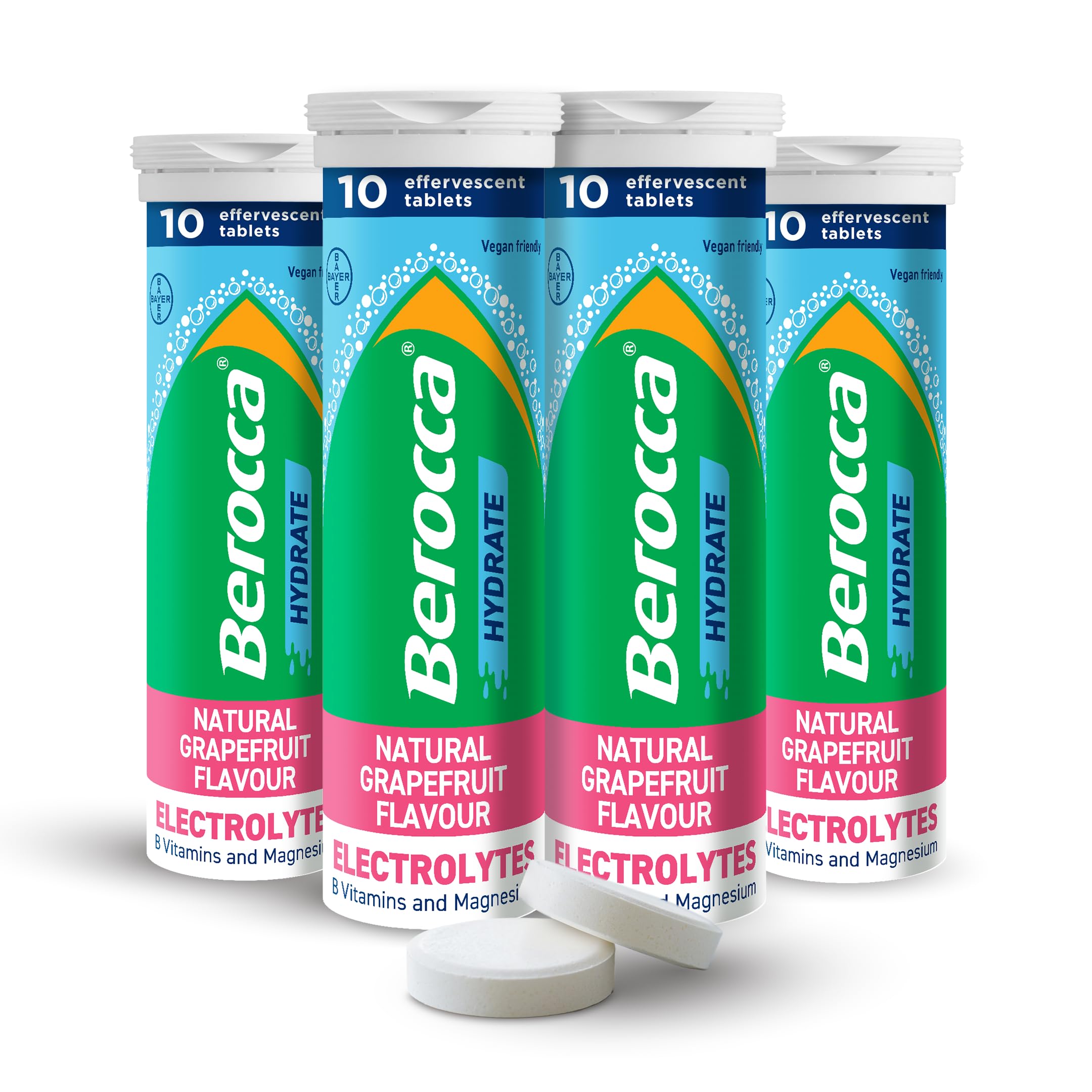 Berocca Hydrate - Electrolytes for Fast Hydration & B Vitamins, Enhance Hydration & Energy Support, Food Supplement with Natural Grapefruit Flavour, Effervescent Tablets (40 Tablets)