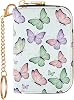 Credit Card Holder, RFID Blocking Wallet for Women Small Slim Leather Wallets with Keychain Zipper Business Cards Case, Colorful Butterflies, S, Minimalist, Compact