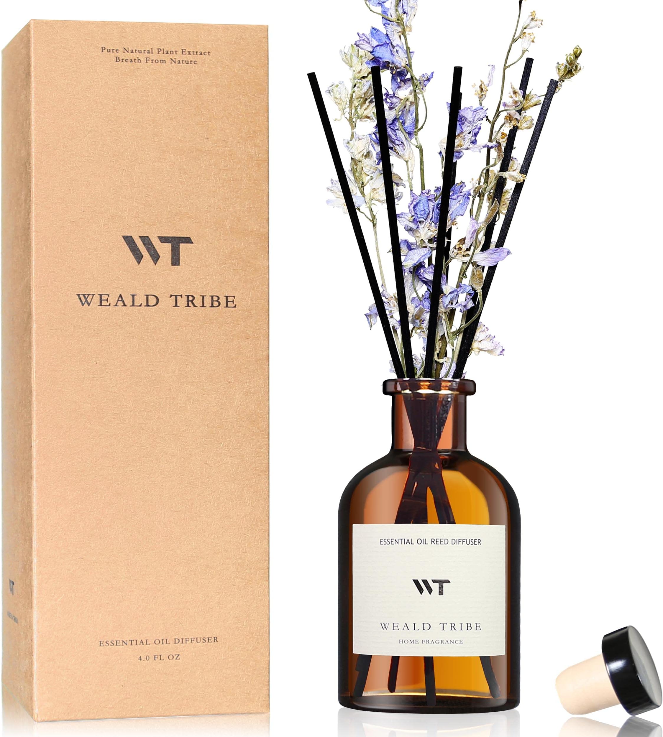 WEALD TRIBE Flower Reed Diffuser Set Lime & Citrus Scent for Bathroom Air Fresheners, Oil Diffuser Sticks | 4.0 fl oz Home Fragrance with Sticks Defusers | House Bedroom Office Shelf Decor