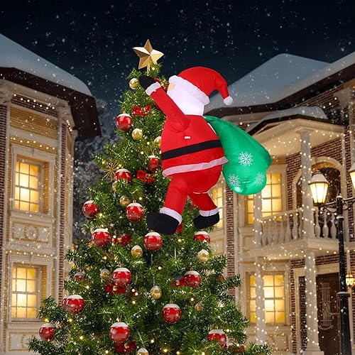 Miniatura 3 de Jenaai Decoración inflable de Papá Noel de 4 pies para exteriores, bolsa de regalo de Papá Noel colgante con LED integrado, decoración de patio de