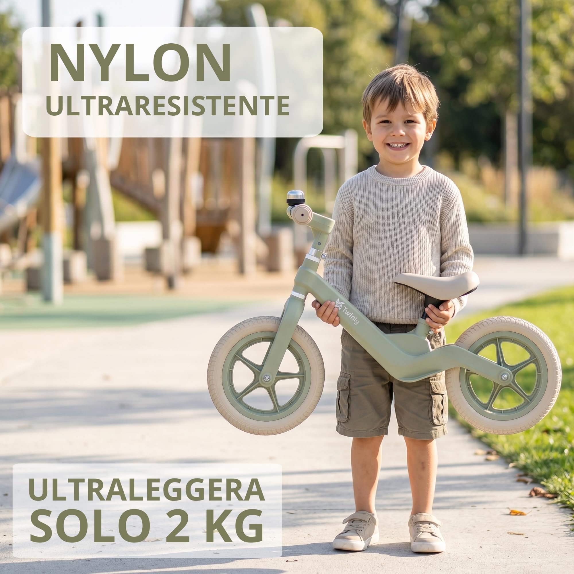 Twinly Bicicletta da bilanciamento per bambini 3-7 anni Breeze - Bicicletta senza pedali per imparare l'equilibrio, sella regolabile, bicicletta per bambini leggera da allenamento, fino a 30 kg
