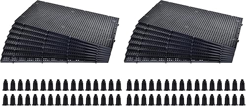 Vista 17 de ALEGI Bandeja divisora de rejilla de plástico, caja de huevos, Louvre, acuario, tanque de peces, aislamiento inferior con soporte (4 piezas, negro)