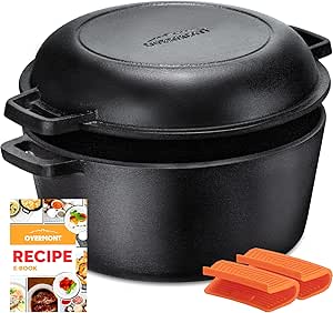 Kichly 2 in 1 Forno Olandese In Ghisa Pre-Stagionato Con Coperchio/Griglia A Doppia funzione