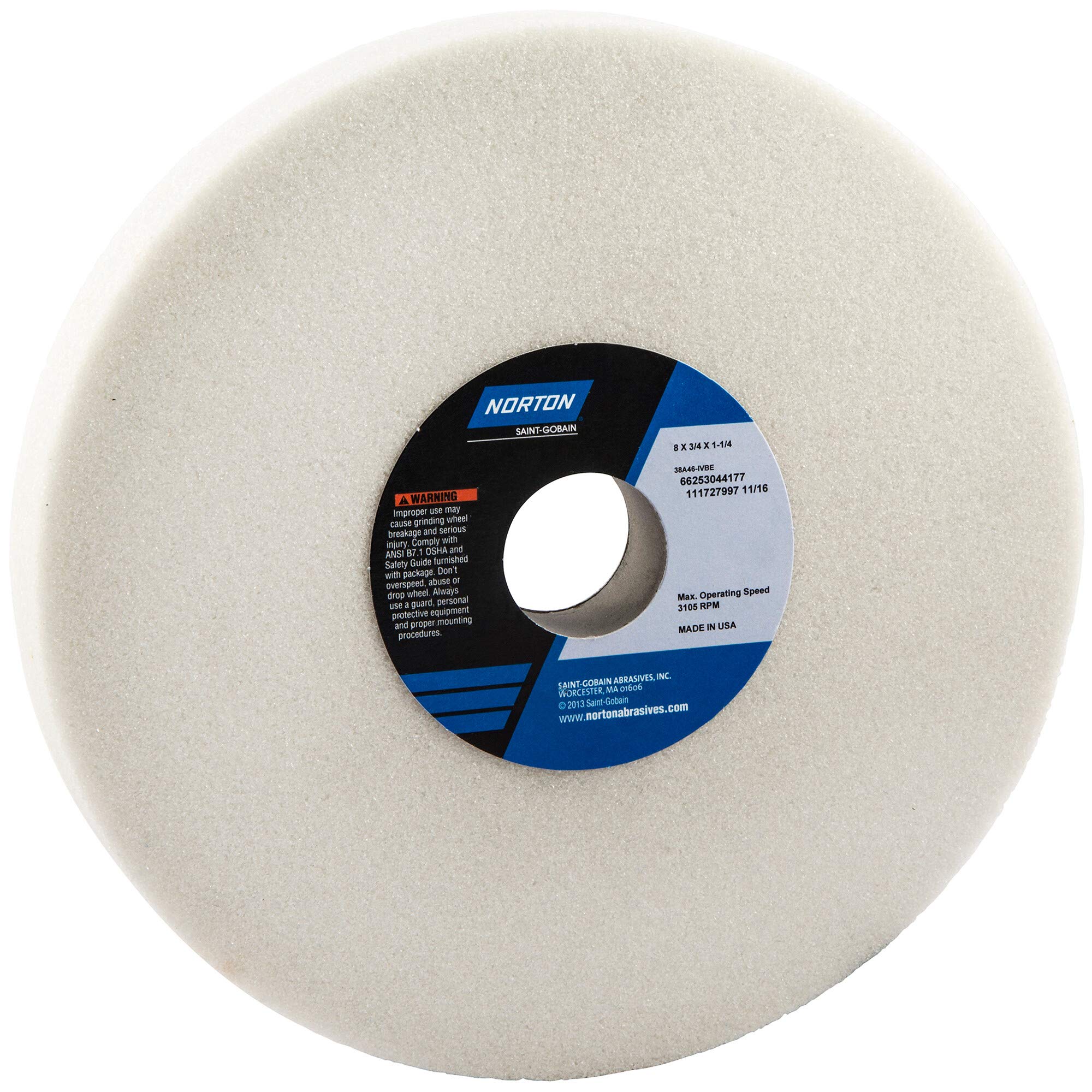 Norton 66253044180 8x3/4x1-1/438a46-kvbe Type 01 Straight Wheel