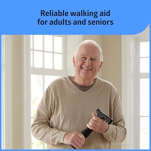 Miniatura 4 de Medline El bastón plegable con mango en T para personas mayores y adultos es portátil y ligero para equilibrio, lesiones de rodilla, movilidad y