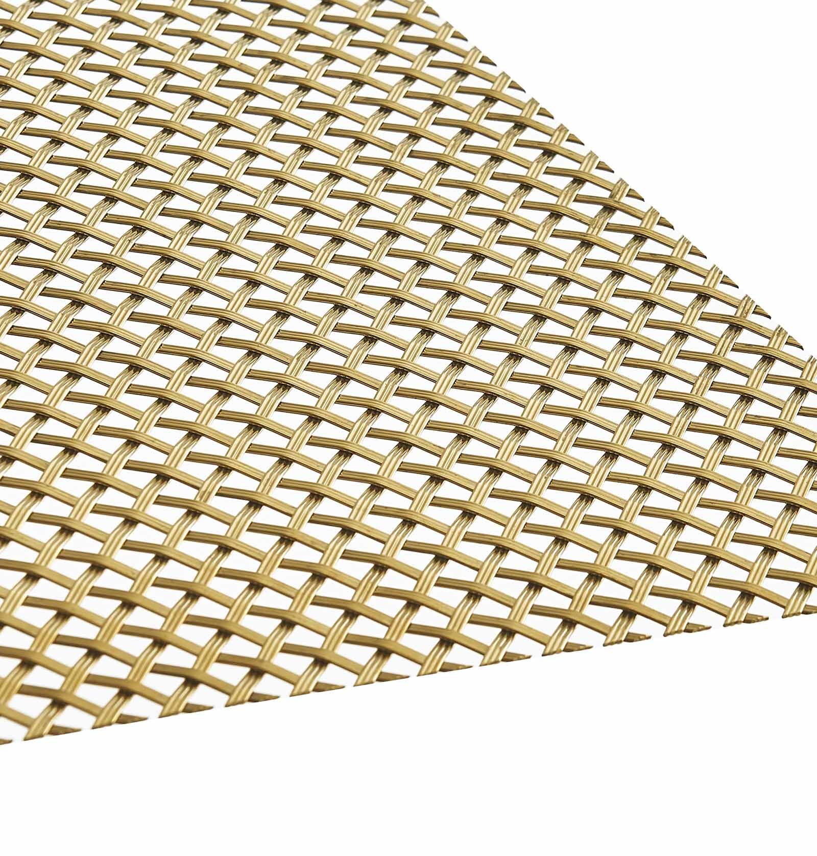 Carligo Stainless Steel Golden Decorative Mesh Sheet (12"x24"/30x60cm) - 5x5mm Square Openings, Titanium Plated Metal Panel for Cabinet Doors,