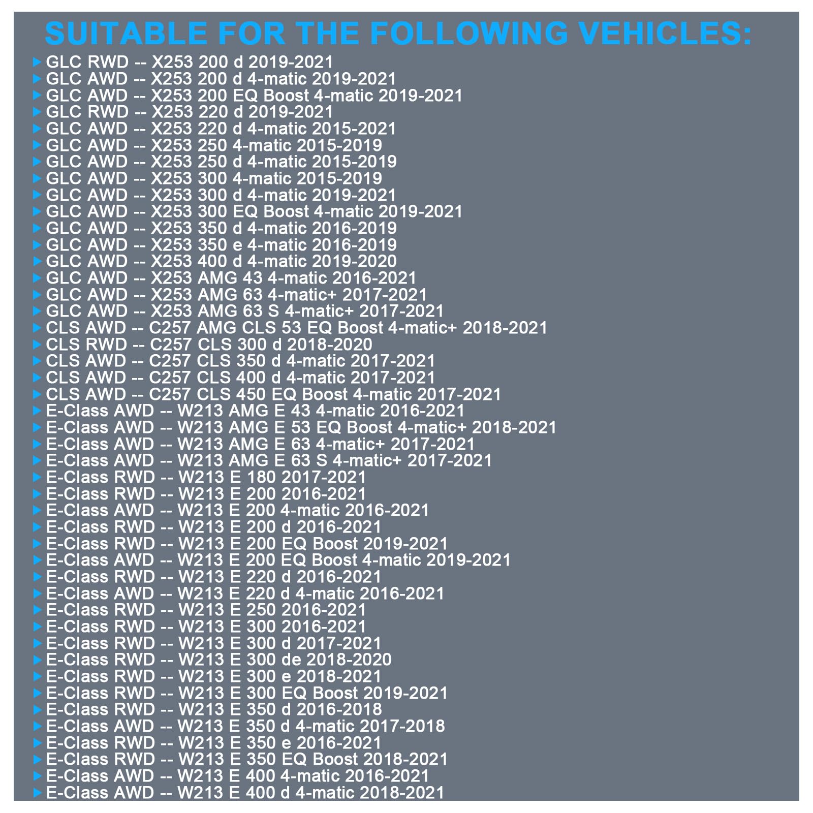 Molle di sospensione pneumatica posteriori destre per Mercedes Classe E W213 CLS C257 GLC X253 2015-2021 Ricambio per OE 2133200225 A2133200225 Molla pneumatica Assale posteriore destro