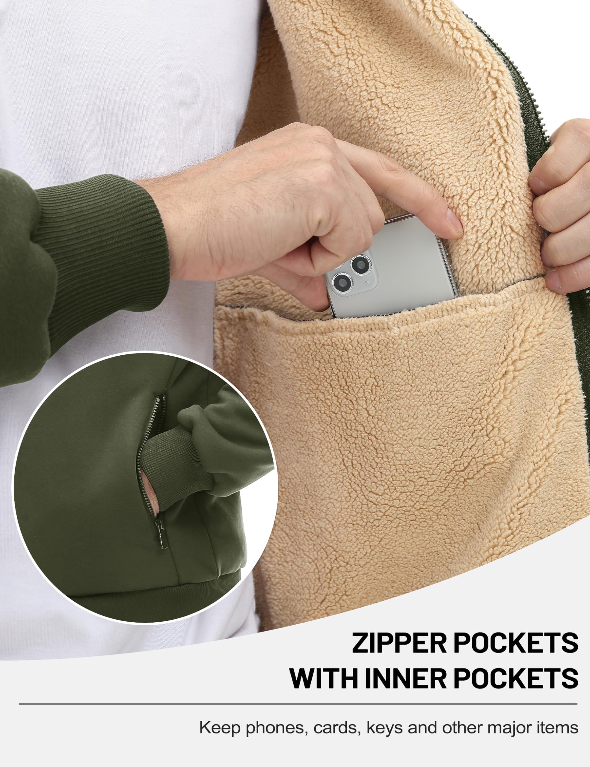 TACVASEN Herren Gefüttert Kapuzenpullover Hoodie Sweatjacke Fleecejacke Langarm Jacke