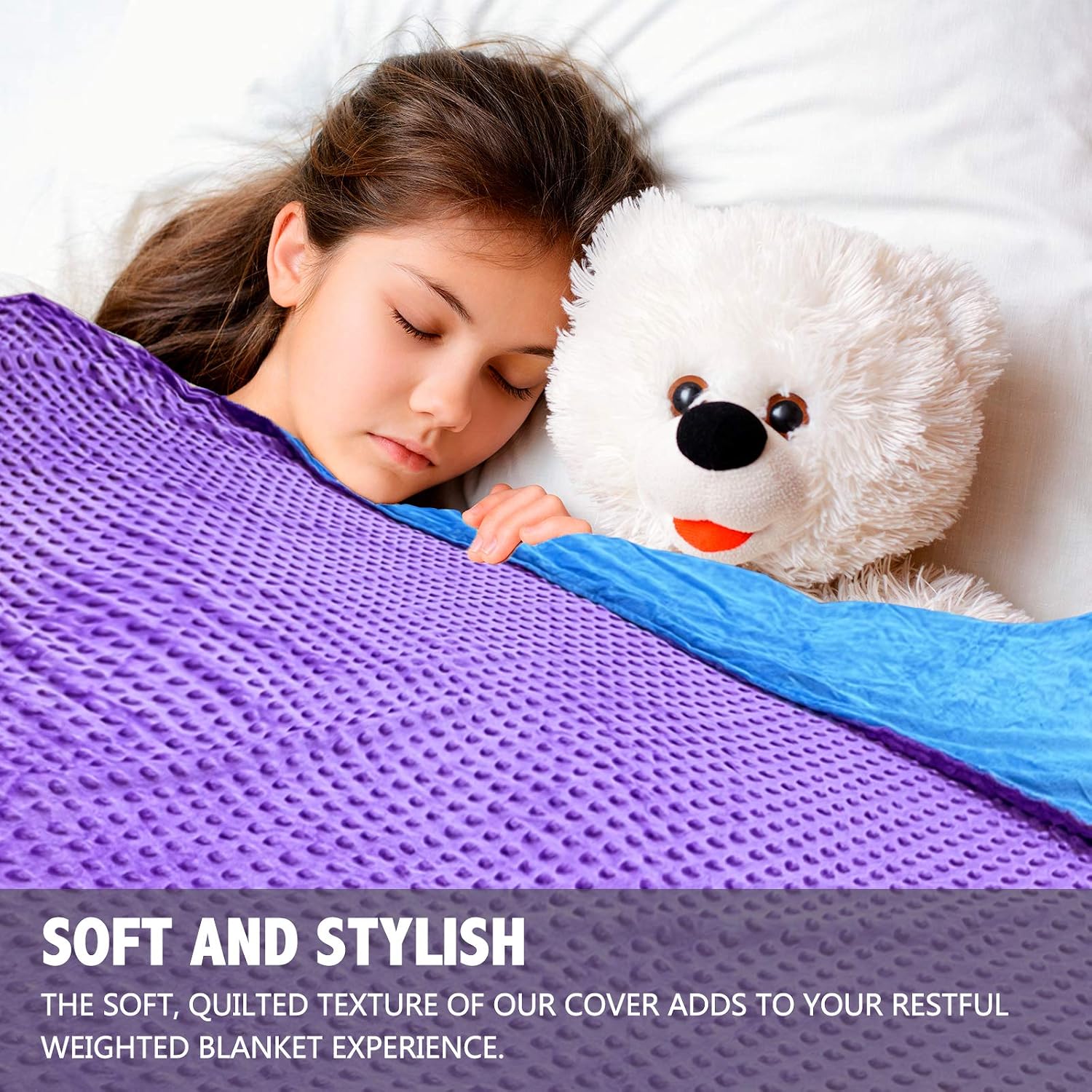 YEMYHOM Removable Duvet Covers for Weighted Blankets Inner Layer (60" x 80" Duvet Cover, Purple/Blue Minky Cover)