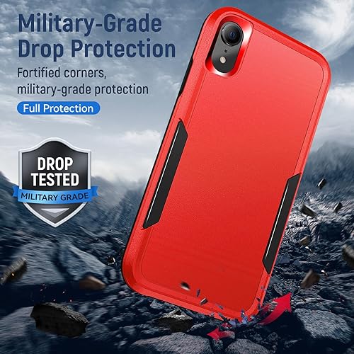 Miniatura 2 de Funda para iPhone XR con protección de pantalla resistente a prueba de golpes y arañazos Funda para iPhone XR-Rojo