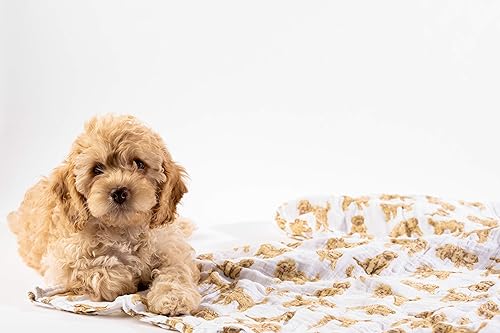 Miniatura 3 de Mud Pie Manta de bebé con estampado de garabatos dorados, 47 x 47 pulgadas,