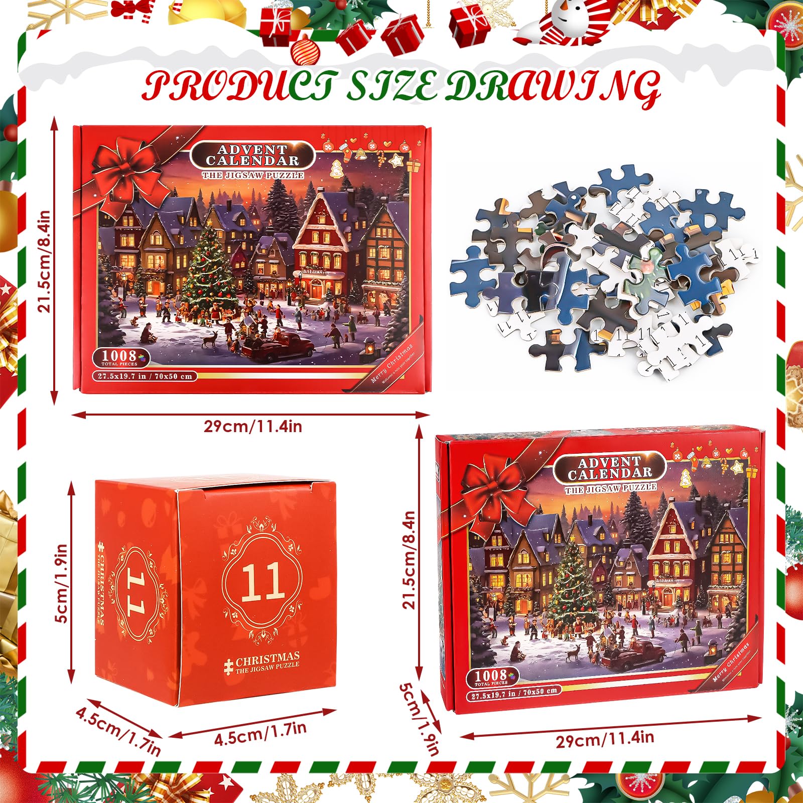 Weihnachts-Adventskalender Puzzle 2025 – 24 Tage Countdown Mit 1008 Teilen | Für Jungen & Mädchen