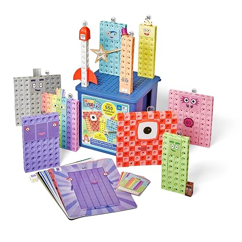 Learning Resources Cubos MathLink Numberblocks Héroes con Ceros, 616 Piezas, Sistema Decimal y Tabla del 10, 3–7 años