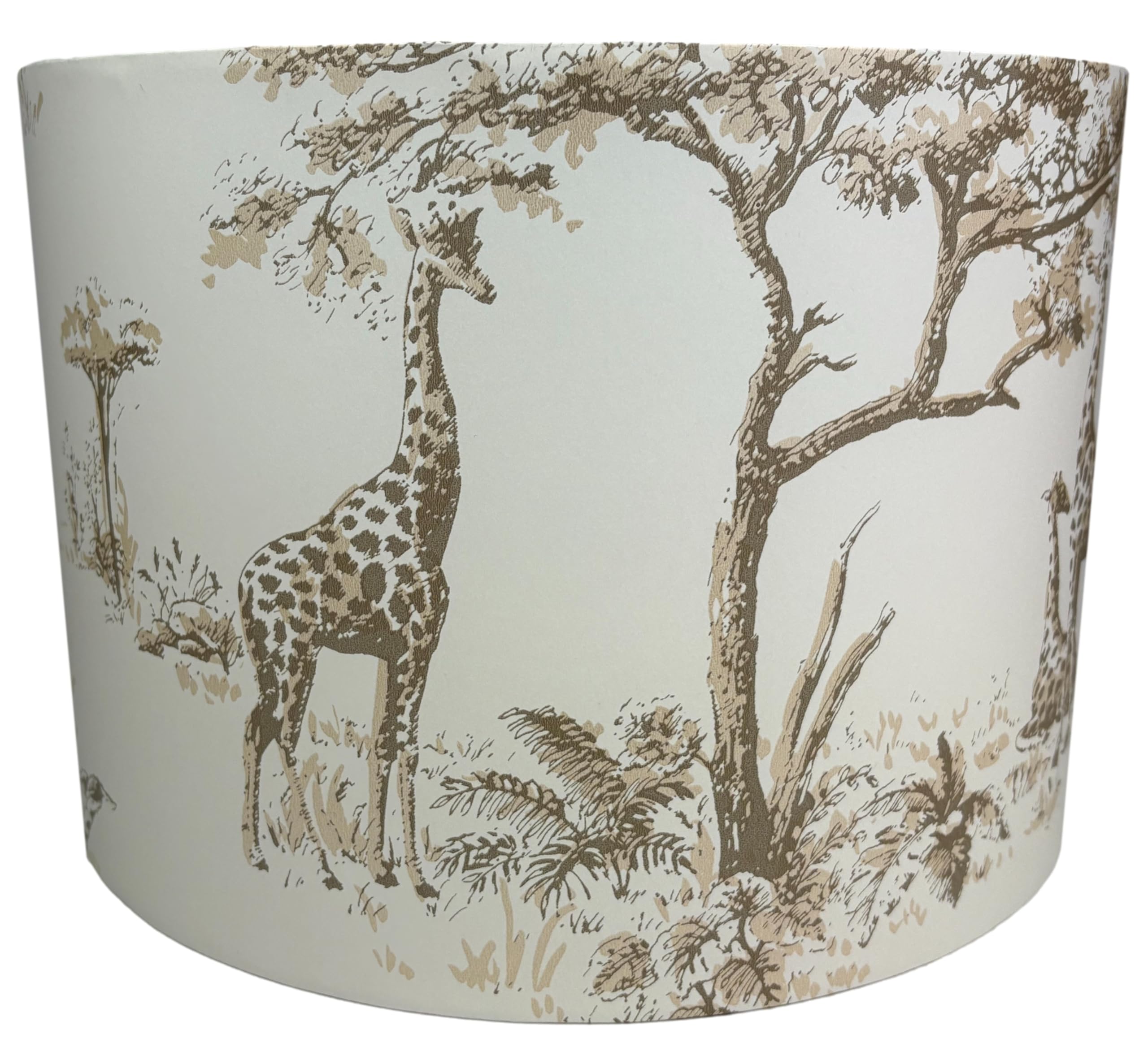Lampshade Kings Taupe Safari Animal Lampshade For Ceiling & Table Lamps – Giraffe And Elephant Print, Neutral Jungle Light Shade For Nursery, Bedroom, Or Living Room