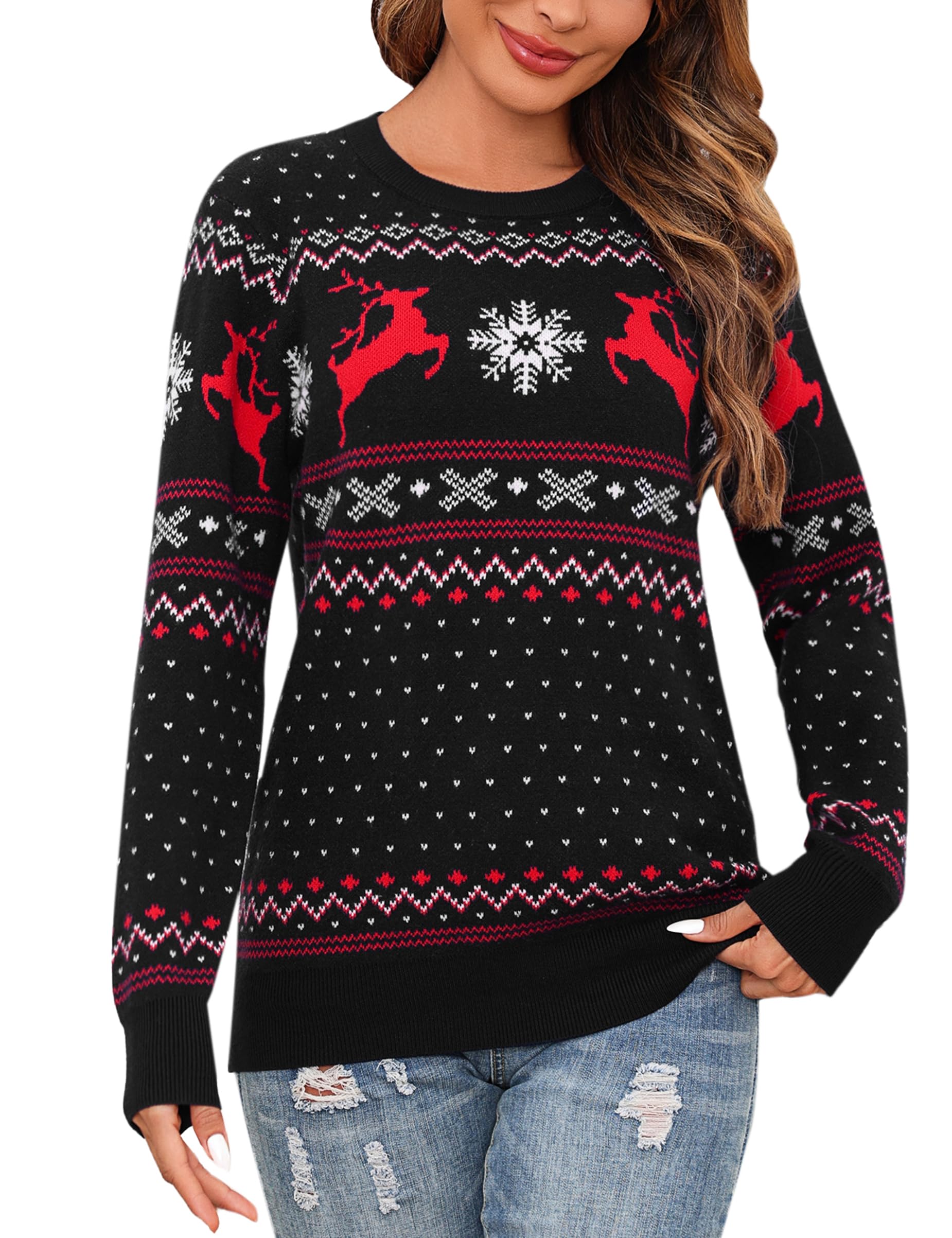 Bresdk Weihnachtspullover Damen Christmas Pullover Partner Paar Couple Weihnachtspulli Frauen