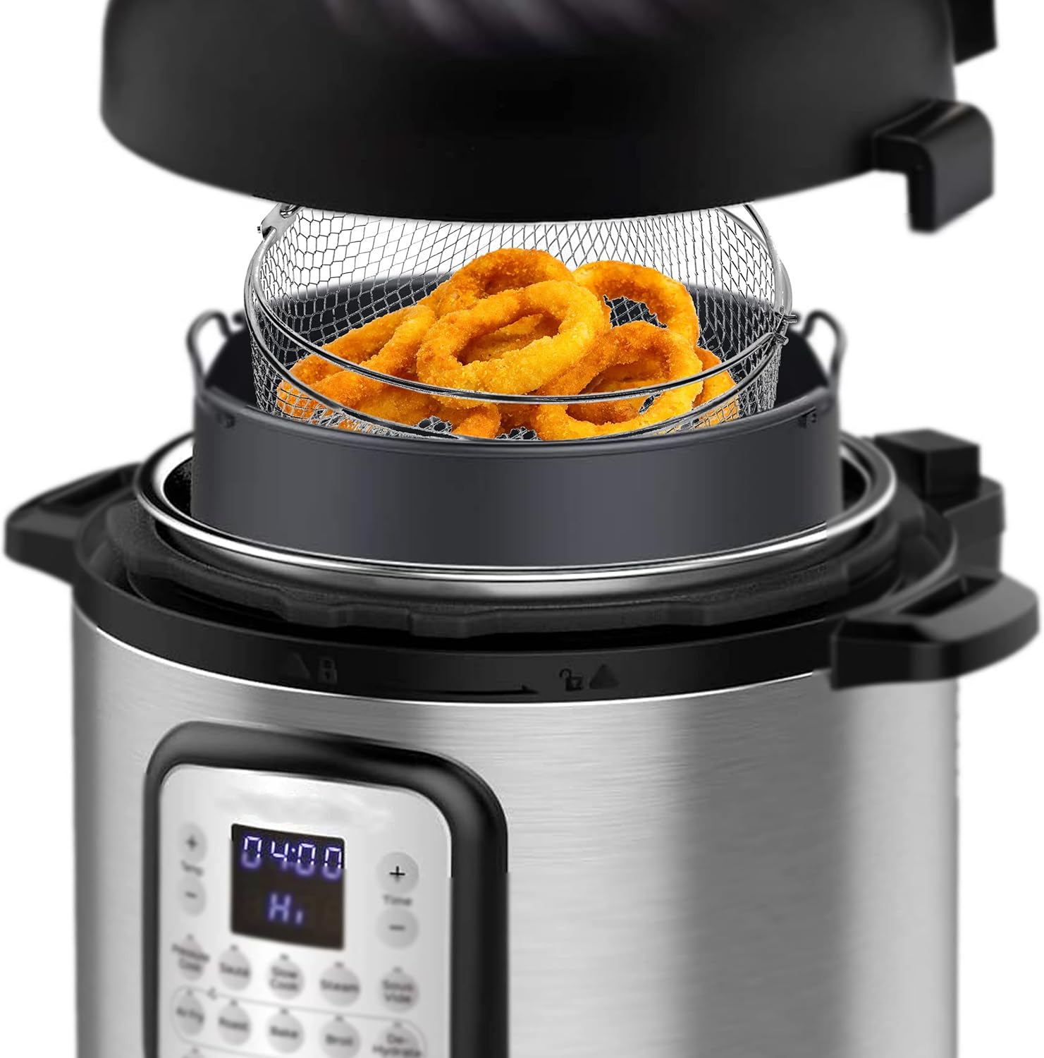 MAESA Air Fryer Basket Compatible with Instant Pot 6,8QT,Accessories for Air Fryer Lid,Air Fryer Replacement Basket,Air Fryer Grill Crisper Basket with Handle,Mesh Steamer Basket
