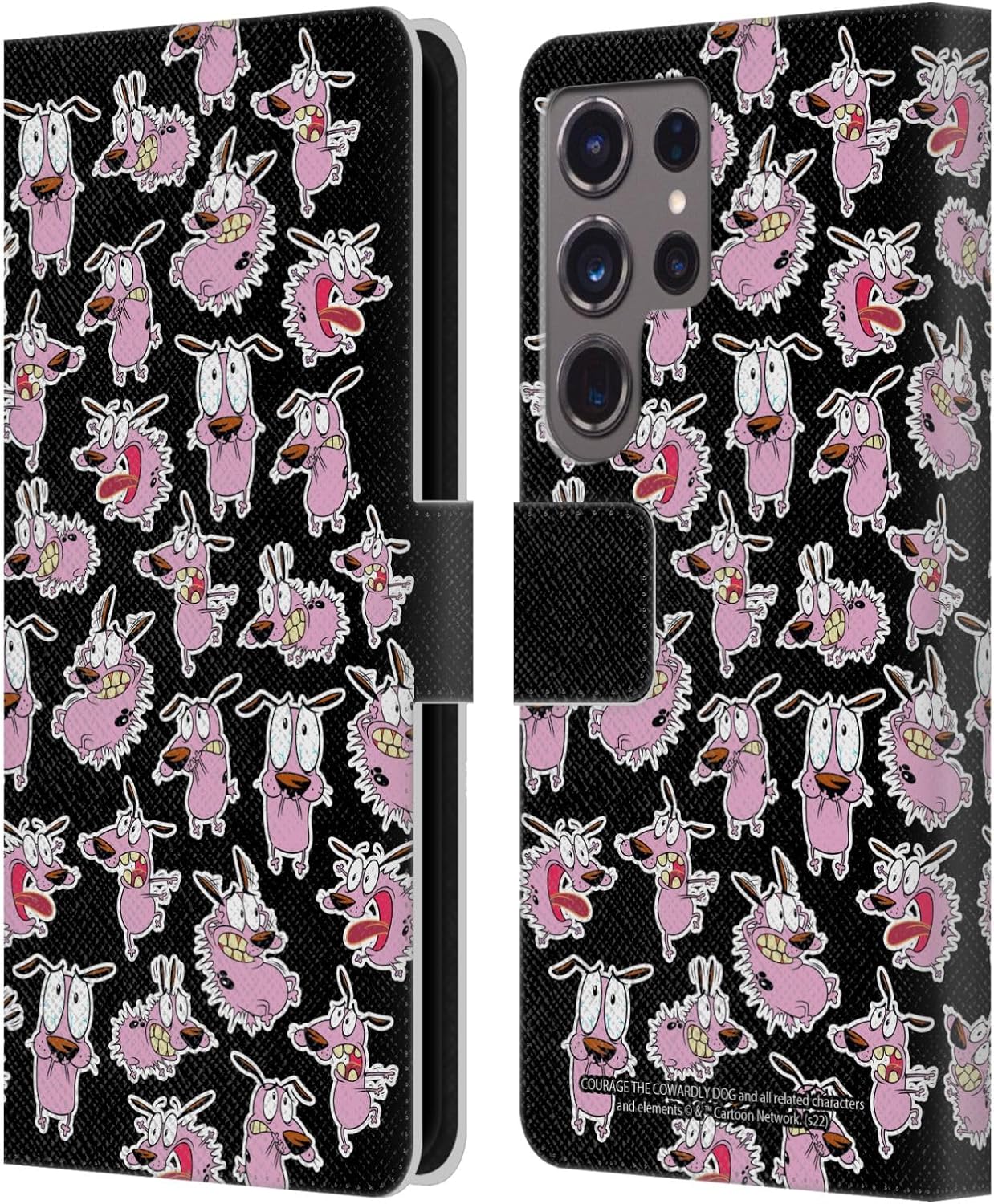 Head Case Designs Officially Licensed Courage The Cowardly Dog Character Art Graphics Leather Wallet Case Compatible with Samsung Galaxy S24 Ultra 5G