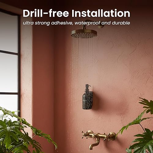 Miniatura 6 de MaisoNovo Dispensador de champú y acondicionador, dispensador de jabón de ducha montado en la pared, juego de 16.9 onzas líquidas, 1 botella de