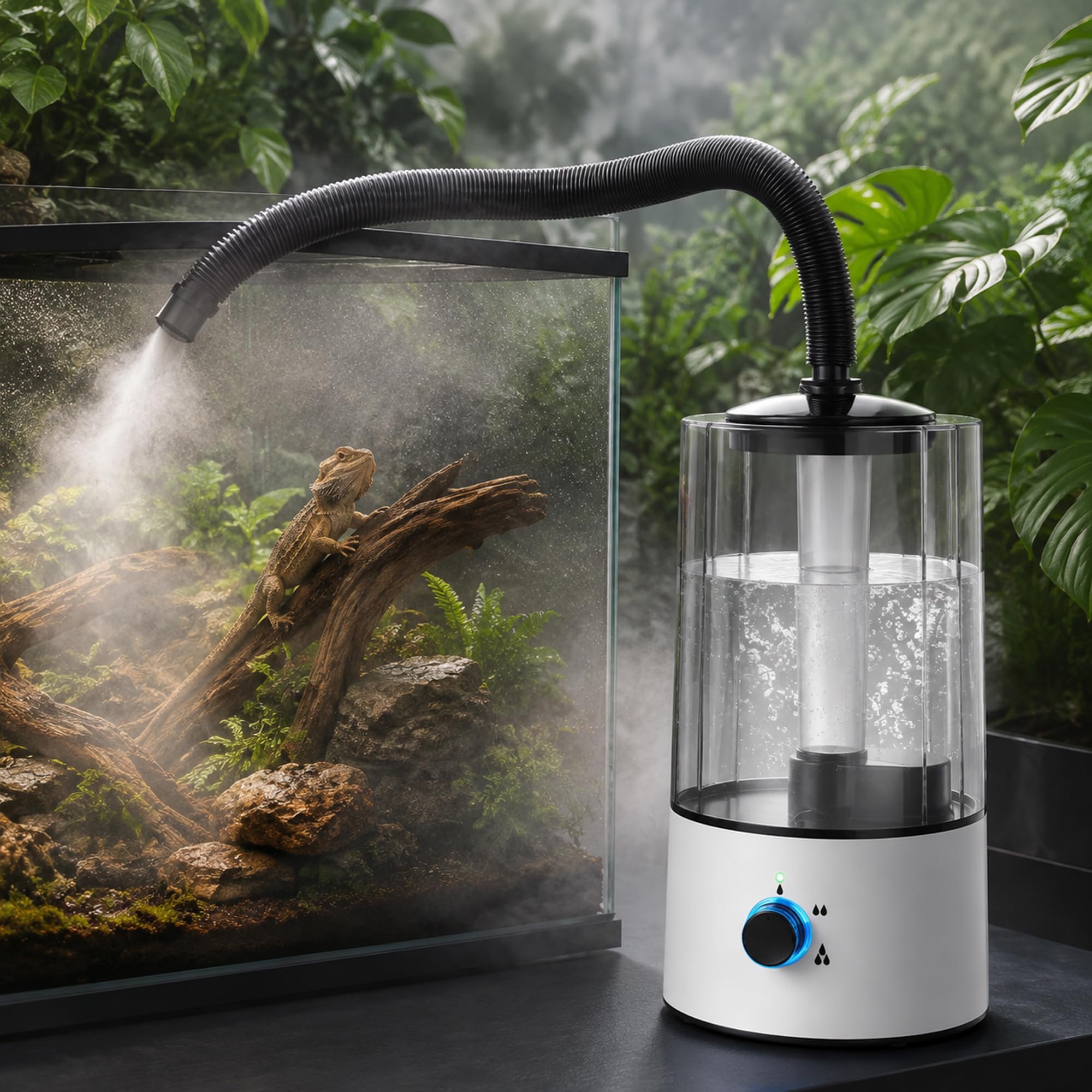 Nawilżacz powietrza do gadów 4 l | Ultra cichy rozpylacz z wysuwaną rurką do terrarium, płazów i roślin