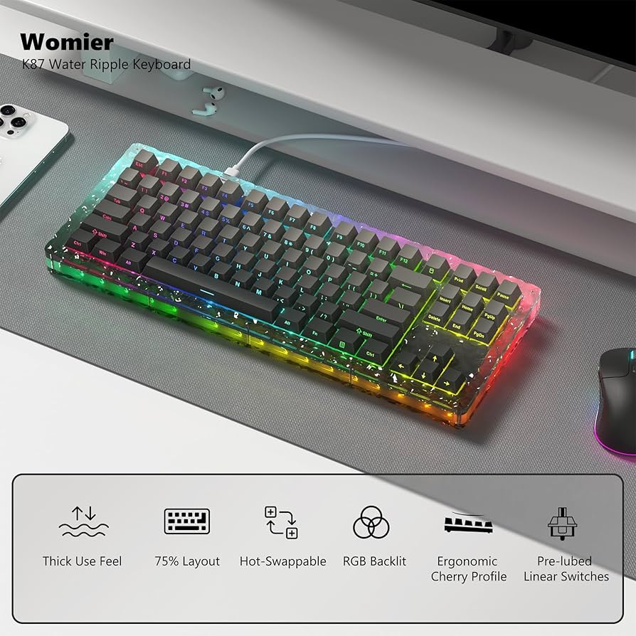 Amazon.com: Womier 75% Keyboard CNC Acrylic Clear Mechanical