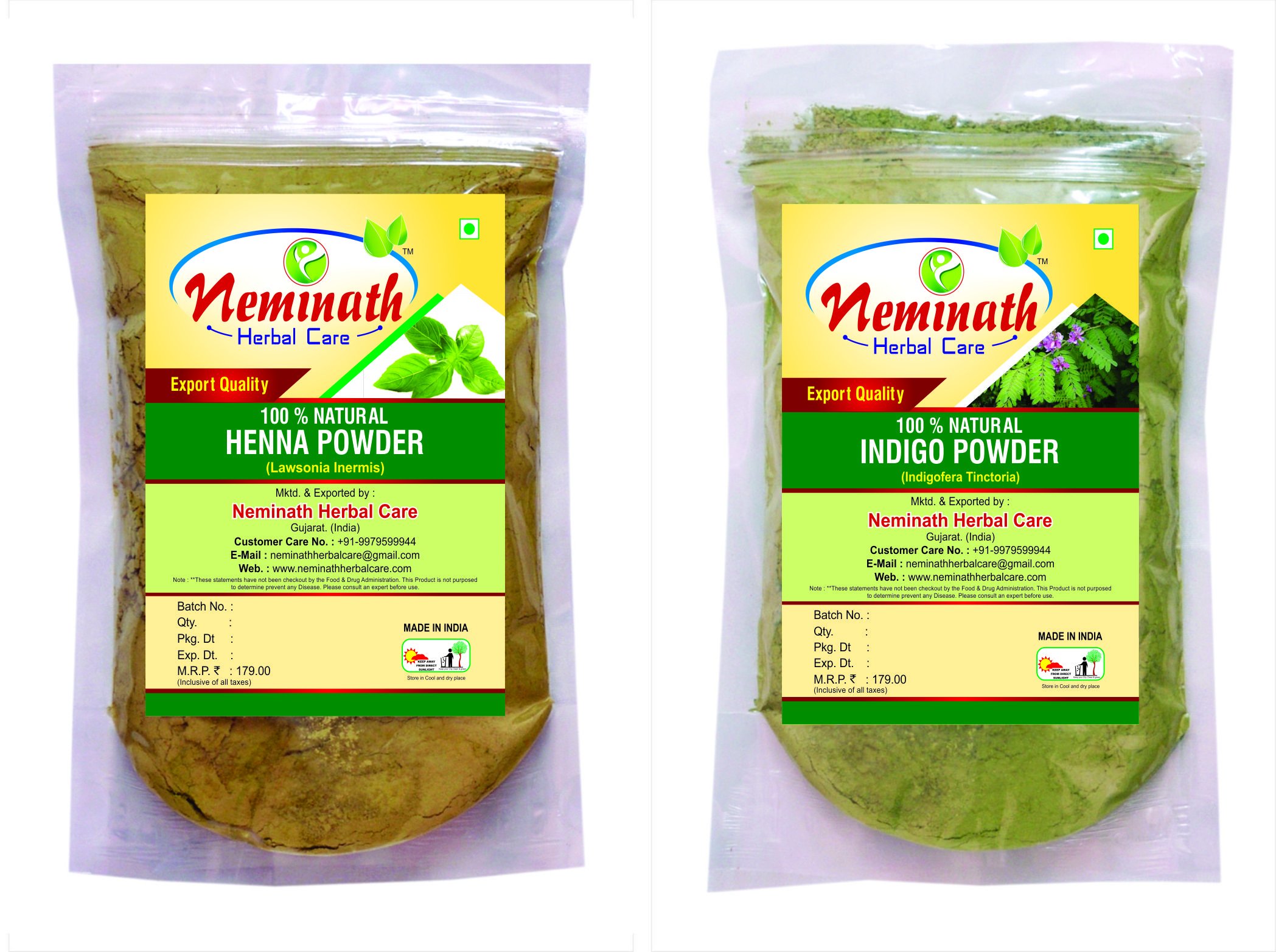 Neminath Herbal Care 100% Natural Henna Leaves (Lawsonia Inermis) Indigo Leaves (Indigofera Tinctoria) Powder (Pack Of 2) (200 Grams)-picture-13