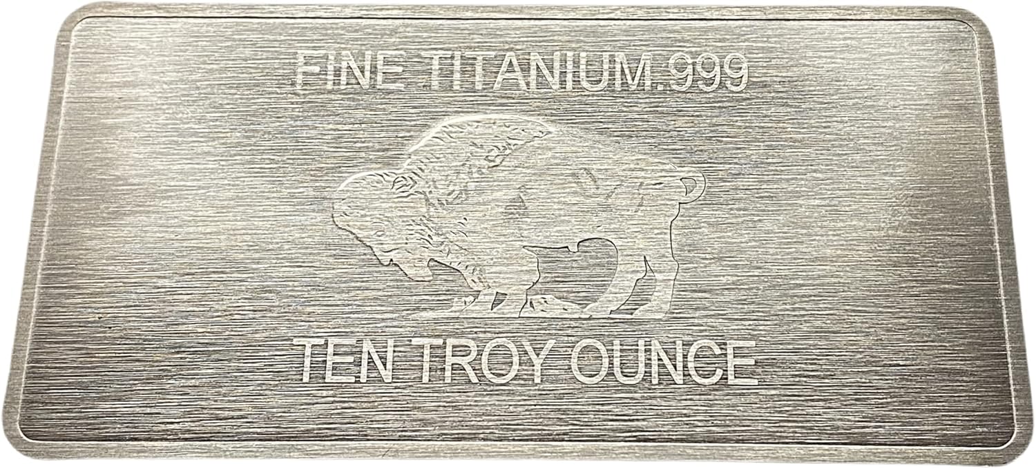 10 Troy Ounce .999 Fine Titanium Buffalo Bar, American Buffalo Design, Novelty Collectible