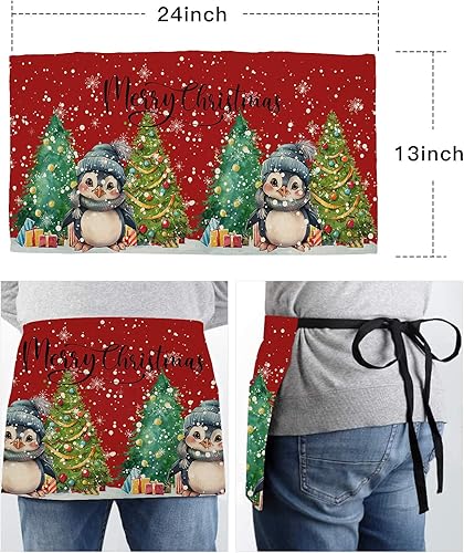 Miniatura 6 de Lsrtoss Delantales de servidor de Halloween con 3 bolsillos, delantal de cintura color naranja, calabaza, blanco, fantasma, negro, impermeable,