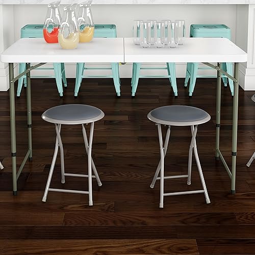 Lavish Home Taburetes de bar plegables  Juego de 2 taburetes resistentes de 18 pulgadas  Capacidad de 225 libras y asientos acolchados para