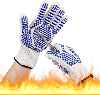 Sponsored Ad - BBQ Gloves, Oven Gloves Extreme Heat & Cut Resistant Oven Mitts with Fingers for BBQ, Cooking, Grilling, Ba...