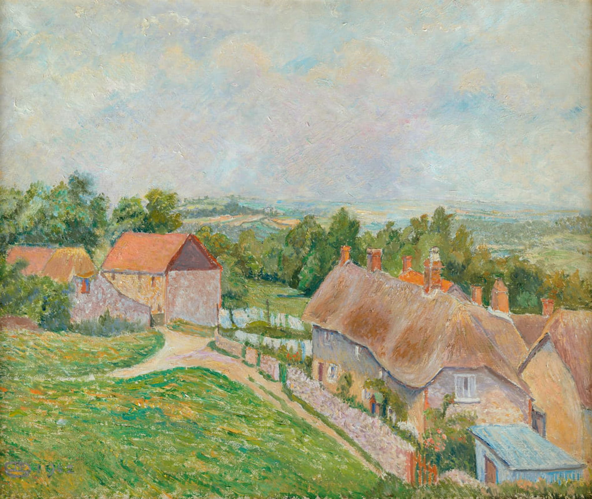 POSTERIIk Vintage Art Print Images Pictures Print Phippens Cottage Hewood Green by Lucien Pissarro Modern Colour Posters for Office Home Decor 60x90cm