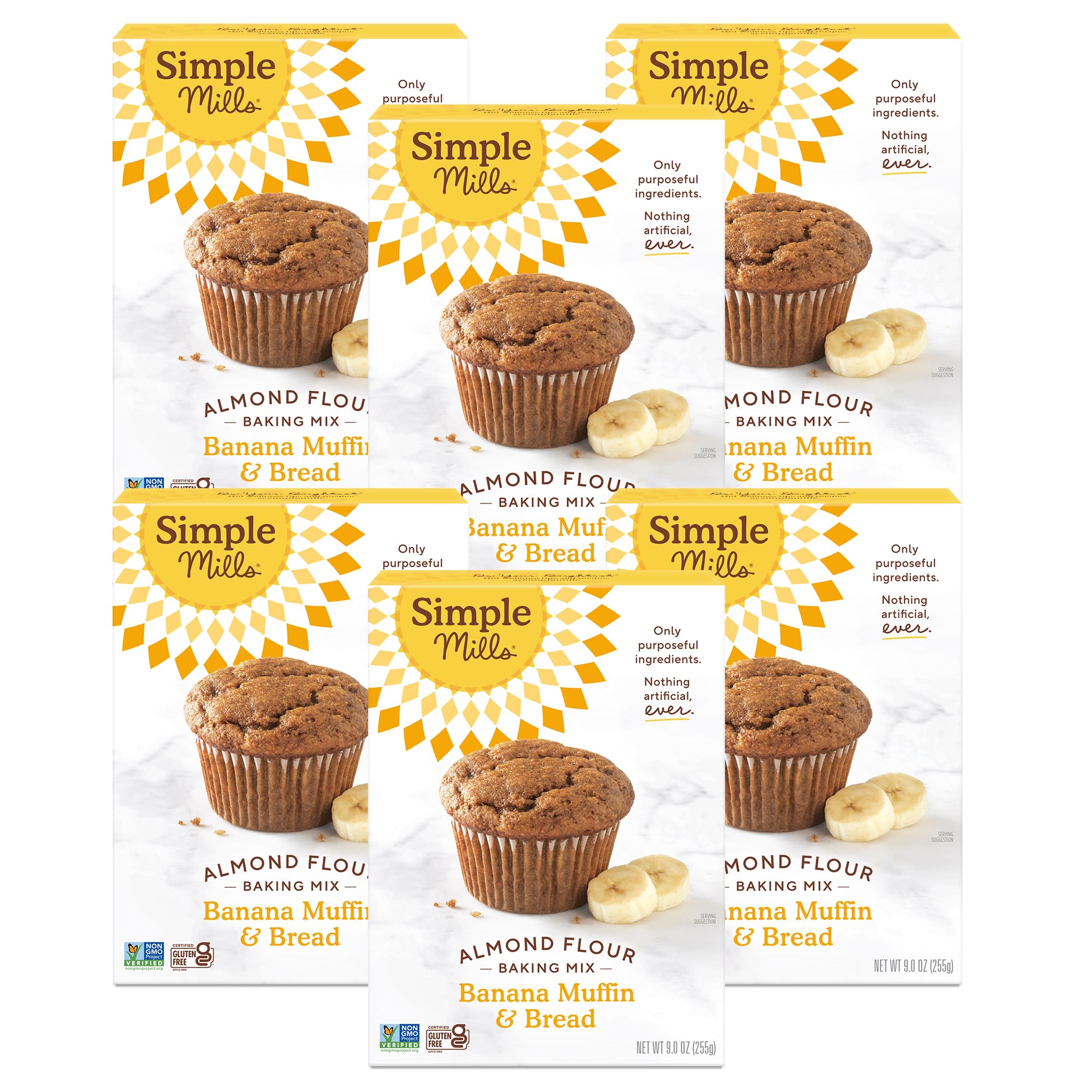 Simple Mills Mandelmehl-Backmischung, Bananen-Muffin und Brotmischung, glutenfrei, pflanzlich, paleo-freundlich, 266 ml (6 Stück)
