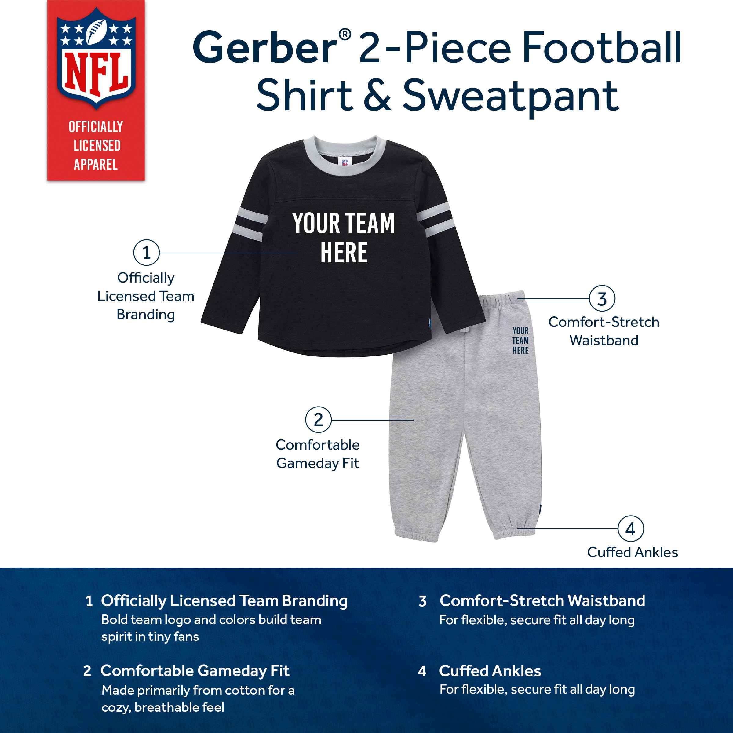 Gerber Unisex Baby Nfl Team Shirt And Sweatpant Set NFL 2-teiliges Set