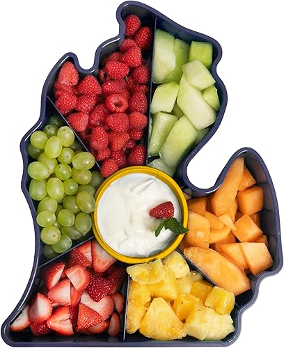 Miniatura 9 de Kolorae Michigan - Bandeja para servir  Bandeja única de 7 compartimentos para aperitivos con taza de aderezo. Ideal para almacenar alimentos
