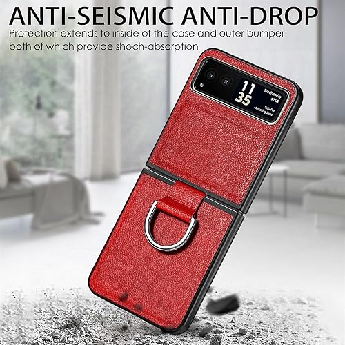 Miniatura 2 de Funda para celular Moto Razr 2023, Motorola Razr 2023, cartera de piel sintética con anillo para hombres y mujeres, funda protectora ultra delgada