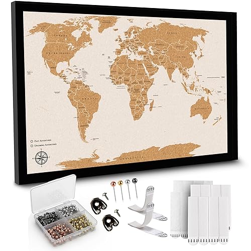 Large Push Pin World Travel Map – 30" x 20"