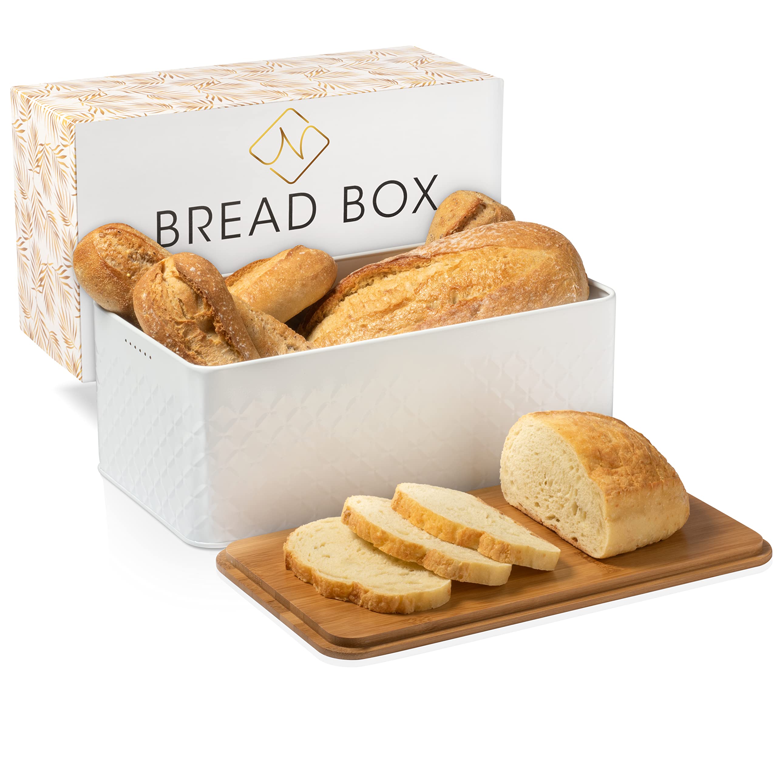 Buy White Bread Box For Kitchen Countertop Bread Box With Bamboo Wood