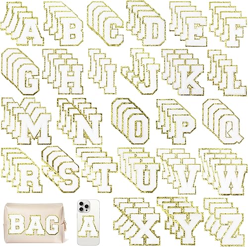 104 parches de letras de felpilla blancas de 3 pulgadas para planchar para ropa, parches para chaquetas de letterman, letras universitarias, letras