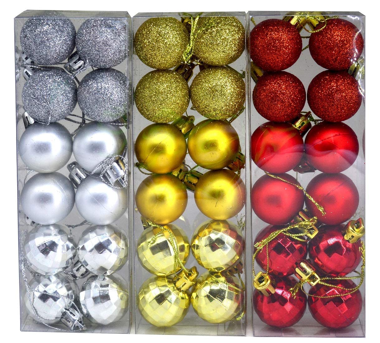 Boules de Noël multicolores lot de 3 pour sapin de 8cm en verre