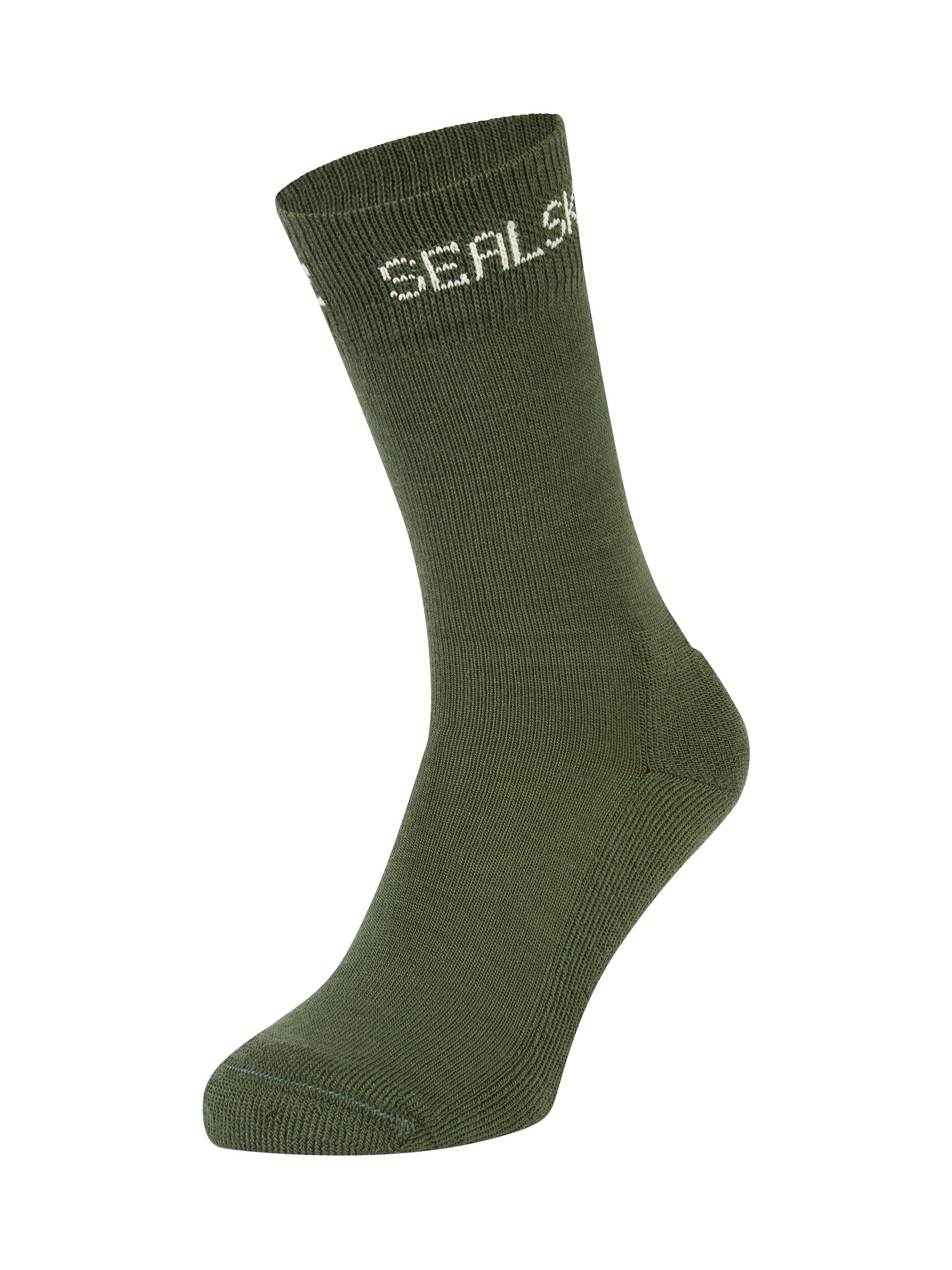 SEALSKINZ | Suffield | Unisex Premium Solo Merino Liner Wool Sock | Extreme Comfort | L - Olive Green