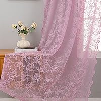 Vista 35 de YJ YANJUN Cortinas traslúcidas negras de 54 pulgadas de largo, panel de cortina de encaje gótico victoriano para cocina, cortinas cortas