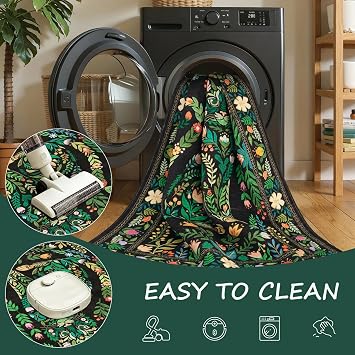 SERISSA 2x3 Washable Boho Small Area Rug for Entryway, Floral Cat Doormat
