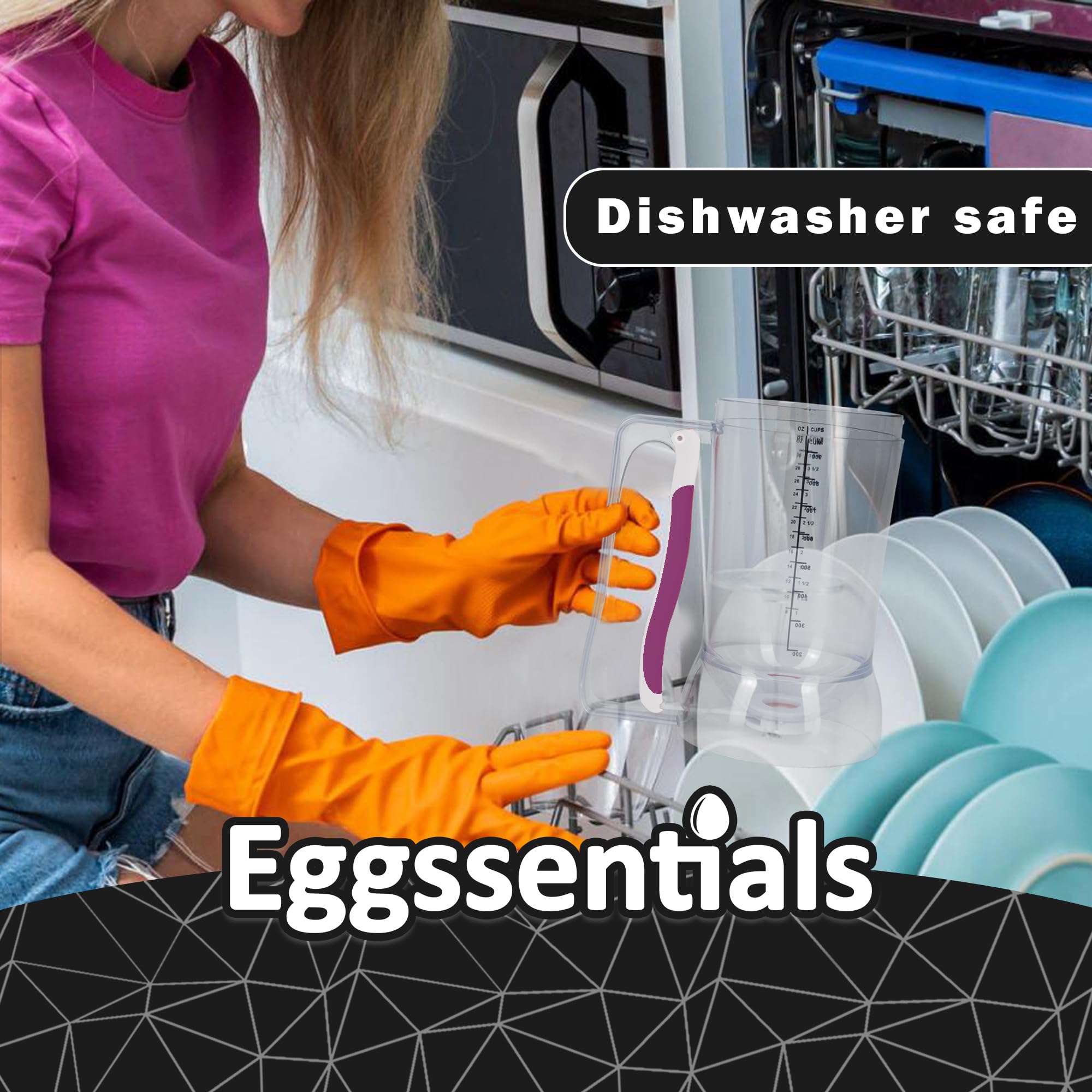 Eggssentials Dispensador de masa sin desorden, mango apretable, cupcakes, gofres y más. Botella dispensadora de panqueques duradera y fácil de verter para hornear suavemente