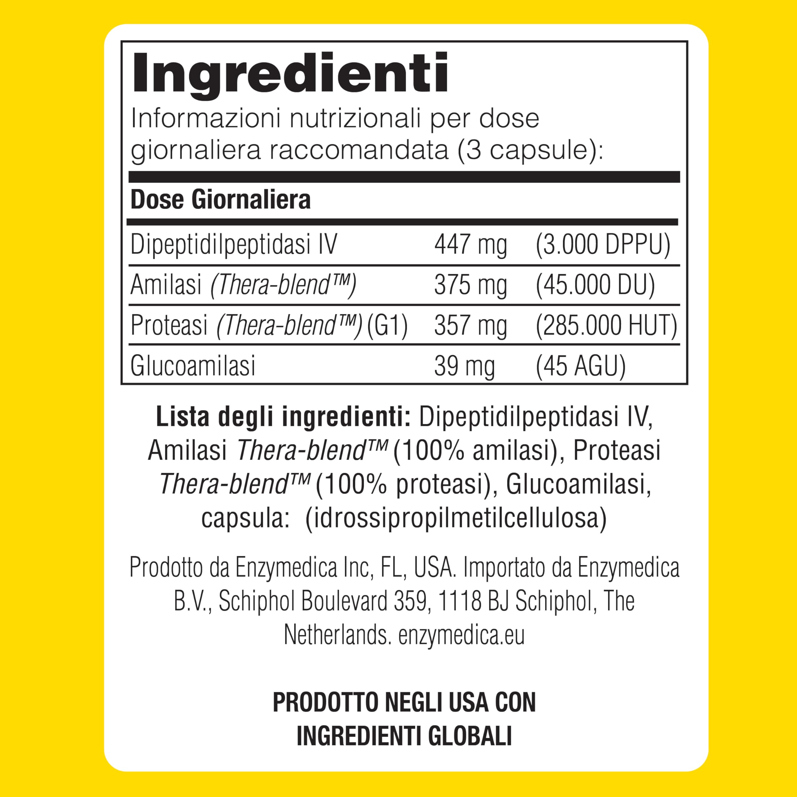 Enzymedica, Glutenease, Integratore Alimentare a Base di Enzimi Indicato contro Intolleranza a Glutine e Caseina, Riduce Gonfiore e Irregolarità, Gluten Free, Senza Lattosio, Vegano, 60 Capsulas